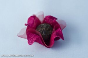 Flor papel crepom cor 4 folhas