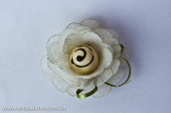 Flor tela cor c/laço e fita mod MA