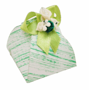 Embrulho médio com laço e chaton papel cartão cor