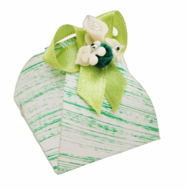 Embrulho médio com laço e chaton papel cartão cor