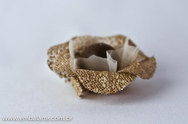 Flor tela brilho arame 6 pétalas