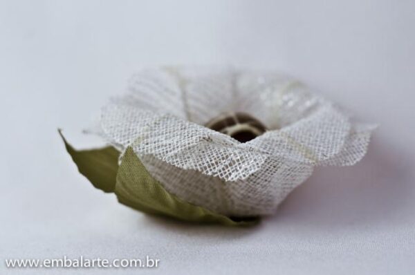 Flor tela brilho 2 camadas mod Hebe c/2 folhas