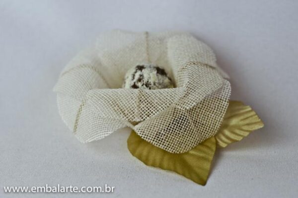 Flor tela cor 2 camadas 2 folhas mod Hebe