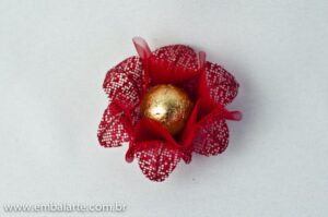 Flor tela cor arame 6 pontas