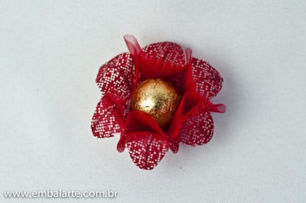 Flor tela cor arame 6 pontas