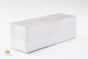 Caixa acetato 14x04,5x04,5 3 bombons fundo cartao branco/kraft