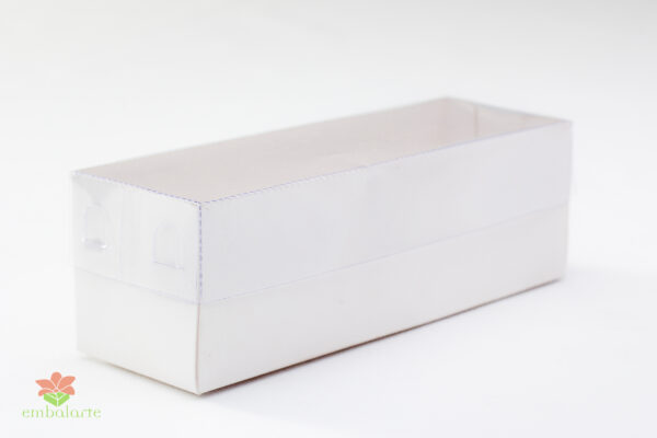 Caixa acetato 14x04,5x04,5 3 bombons fundo cartao branco/kraft